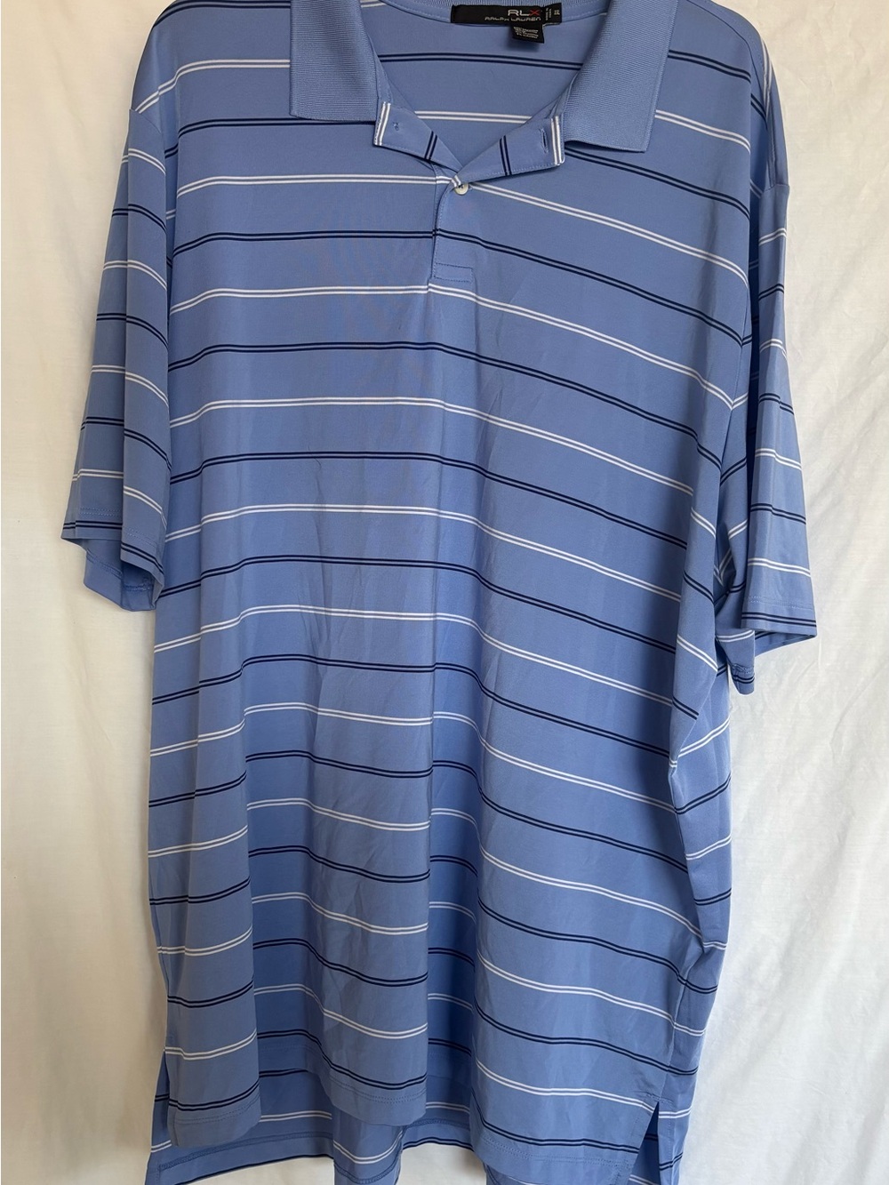 Ralph Lauren Blue Striped Polo Shirt with Navy & White Accents